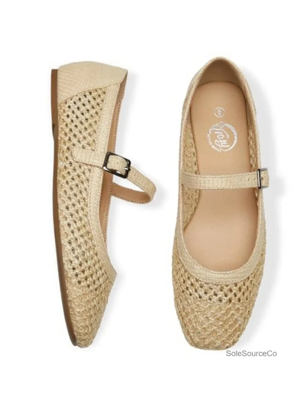 Woven Mary Jane Flats Women Dressy Ballet Flat Square Toe Adjustable Buckle
